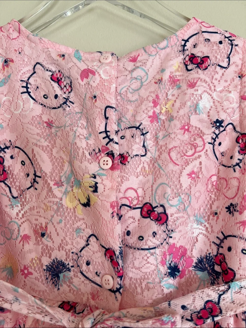 Hello Kitty Pink Lace Fit-and-Flare Dress with Bow 6X